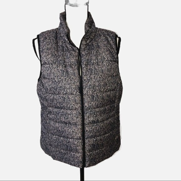 Rafaela Gray Print Puffy Vest SZ L - Picture 2 of 9